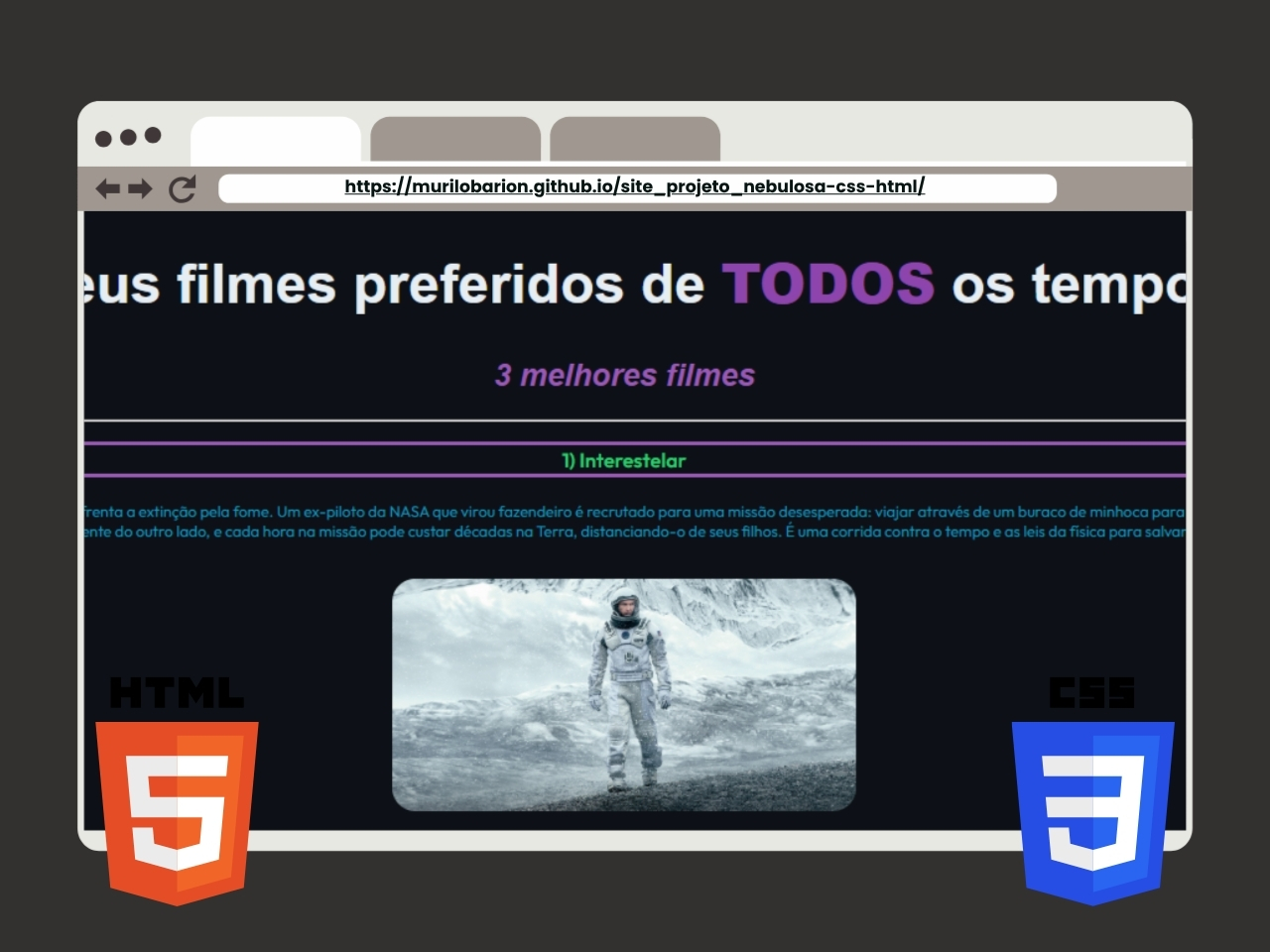 Preview do projeto Filmes Favoritos
