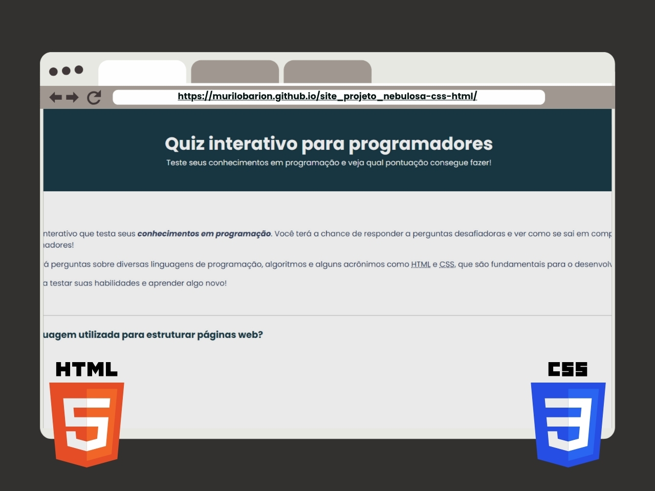 Preview do projeto Quiz Programadores