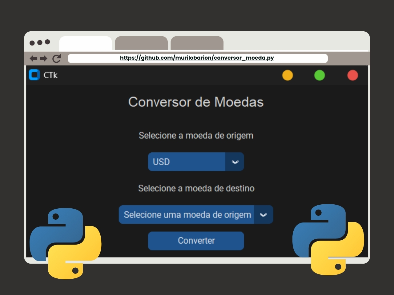 Preview do projeto Conversor Moeda Python